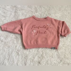 Wicked’s Girls' Dusty Pink Embroidered Crewneck Sweater